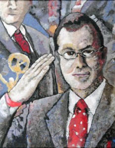 This is a picture my wife made of Stephen Colbert using dryer lint. It's now hanging in a Ripley's Believe it or Not Museum somewhere. Her web page is here: www.heidihooper.com