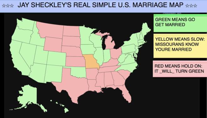 This map was done today, and became old just 10  minutes ago when Wyoming also joined us.